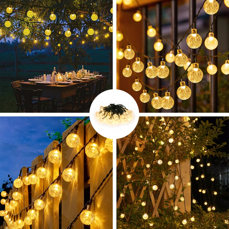 Brilagi - LED solarni dekorativni lanac BUBBLE 50 LED/8 funkcija 7 m IP65 topla bijela 600 mAh