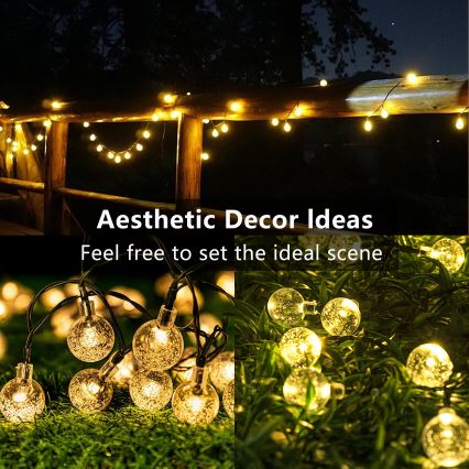 Brilagi - LED solarni dekorativni lanac BUBBLE 50 LED/8 funkcija 7 m IP65 topla bijela 600 mAh