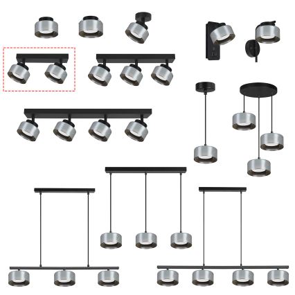 Brilagi - LED spot svjetiljka AURA LUX 2xGX53/30W/230V, crna/zadimljeno staklo