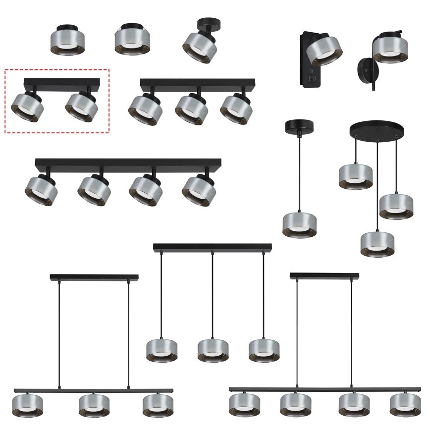 Brilagi - LED spot svjetiljka AURA LUX 2xGX53/30W/230V, crna/zadimljeno staklo