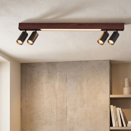 Brilagi - LED spot svjetiljka SELE 4xGU10/30W/230V + LED/20W crna/dekor hrasta