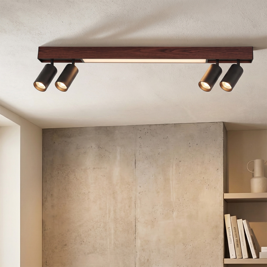 Brilagi - LED spot svjetiljka SELE 4xGU10/30W/230V + LED/20W crna/dekor hrasta