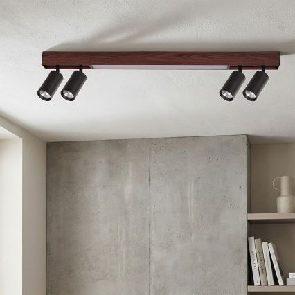 Brilagi - LED spot svjetiljka SELE 4xGU10/30W/230V + LED/20W crna/dekor hrasta