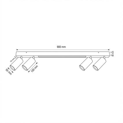 Brilagi - LED spot svjetiljka SELE 4xGU10/30W/230V + LED/20W crna/dekor hrasta