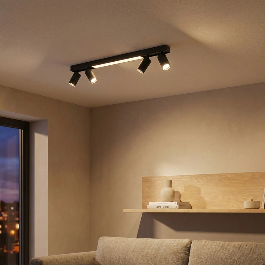 Brilagi - LED spot svjetiljka SELE 4xGU10/30W/230V + LED/25W crna