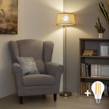 Brilagi - LED stojeća lampa CERIA 1xE27/40W/230V Ø 35 cm bež/matni krom