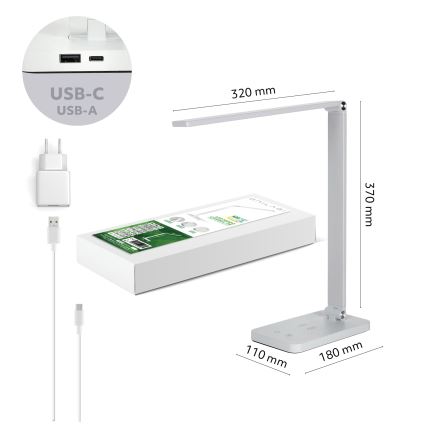 BRILAGI - LED stolna lampa s dodirnim prigušivačem i bežičnim Qi punjenjem MODO CHARGE LED/7W/5V 3000/4000/6000K bijela