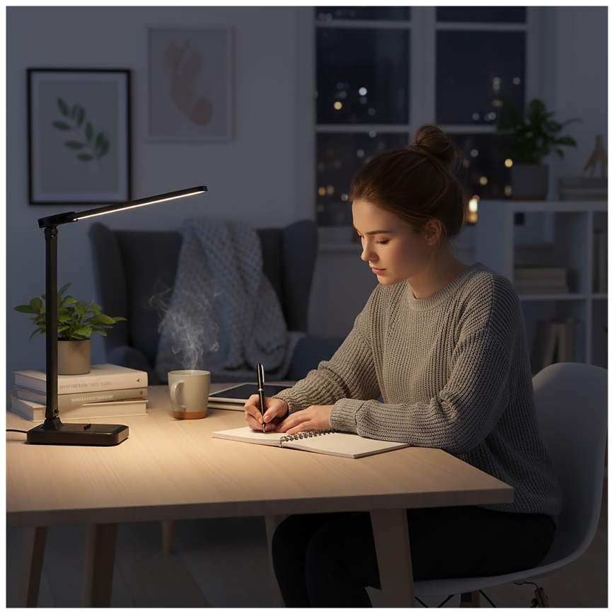 Brilagi - LED stolna lampa s mogućnošću prigušivanja MODO DUO LED/8W/5V 3000/4000/6500K crna