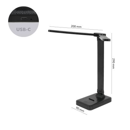 Brilagi - LED stolna lampa s mogućnošću prigušivanja MODO DUO LED/8W/5V 3000/4000/6500K crna