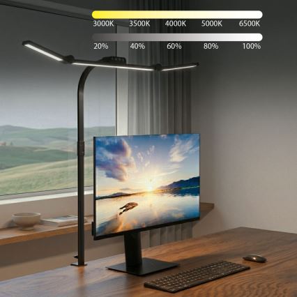 Brilagi - LED stolna lampa s dodirnim prigušivanjem i kopčom VARIO LED/24W/230V 3000-6500K CRI 92 crna