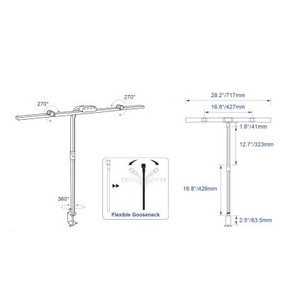 Brilagi - LED stolna lampa s dodirnim prigušivanjem i kopčom VARIO LED/24W/230V 3000-6500K CRI 92 crna