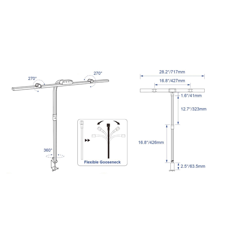 Brilagi - LED stolna lampa s dodirnim prigušivanjem i kopčom VARIO LED/24W/230V 3000-6500K CRI 92 crna