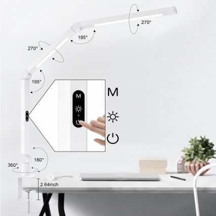 Brilagi - VARIO LED stolna lampa, s mogućnošću prigušivanja na dodir, fleksibilna, 12W/230V, 3000/4000/5000/6500K, CRI 92, bijela