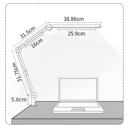 Brilagi - VARIO LED stolna lampa, s mogućnošću prigušivanja na dodir, fleksibilna, 12W/230V, 3000/4000/5000/6500K, CRI 92, bijela