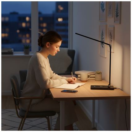 Brilagi - LED stolna lampa s dodirnim prigušivačem i bežičnim Qi punjenjem MODO CHARGE LED/7W/5V 3000/4000/6000K crna