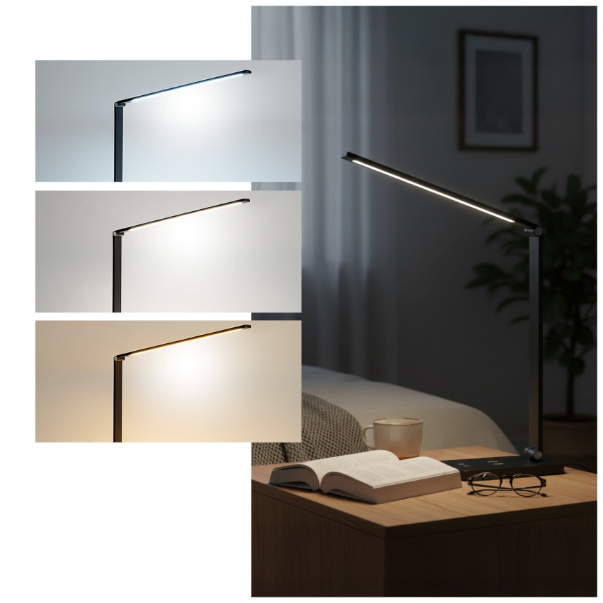Brilagi - LED stolna lampa s dodirnim prigušivačem i bežičnim Qi punjenjem MODO CHARGE LED/7W/5V 3000/4000/6000K crna