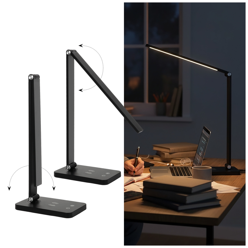 Brilagi - LED stolna lampa s dodirnim prigušivačem i bežičnim Qi punjenjem MODO CHARGE LED/7W/5V 3000/4000/6000K crna