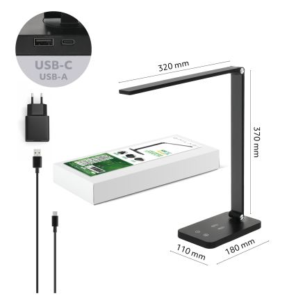 Brilagi - LED stolna lampa s dodirnim prigušivačem i bežičnim Qi punjenjem MODO CHARGE LED/7W/5V 3000/4000/6000K crna