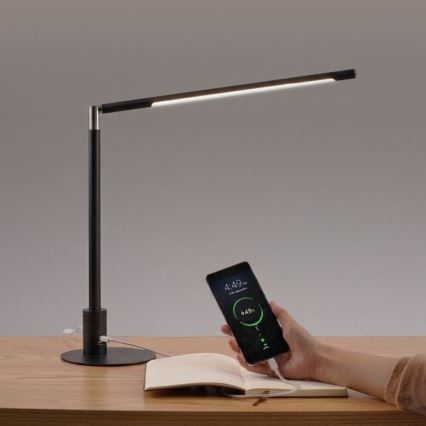 BRILAGI - LED stolna lampa s podesivom svjetlinom i USB priključcima VARIO LED/7W/230V 3000-6500K CRI 96 crna