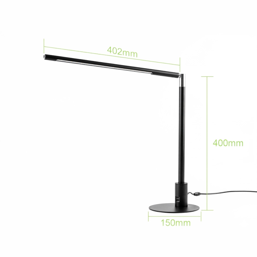 BRILAGI - LED stolna lampa s podesivom svjetlinom i USB priključcima VARIO LED/7W/230V 3000-6500K CRI 96 crna
