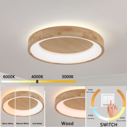 Brilagi - LED stropna svjetiljka FALCON WOOD LED/40W/230V 3000/4000/6000K Ø 60 cm drvo