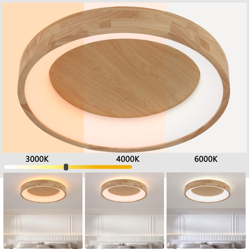 Brilagi - LED stropna svjetiljka FALCON WOOD LED/40W/230V 3000/4000/6000K Ø 60 cm drvo