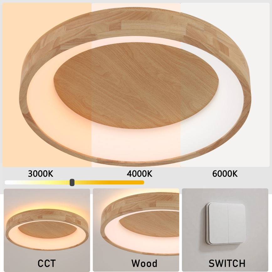 Brilagi - LED stropna svjetiljka FALCON WOOD LED/40W/230V 3000/4000/6000K Ø 60 cm drvo