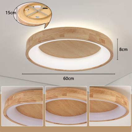 Brilagi - LED stropna svjetiljka FALCON WOOD LED/40W/230V 3000/4000/6000K Ø 60 cm drvo