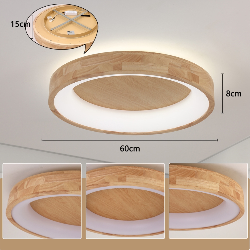 Brilagi - LED stropna svjetiljka FALCON WOOD LED/40W/230V 3000/4000/6000K Ø 60 cm drvo