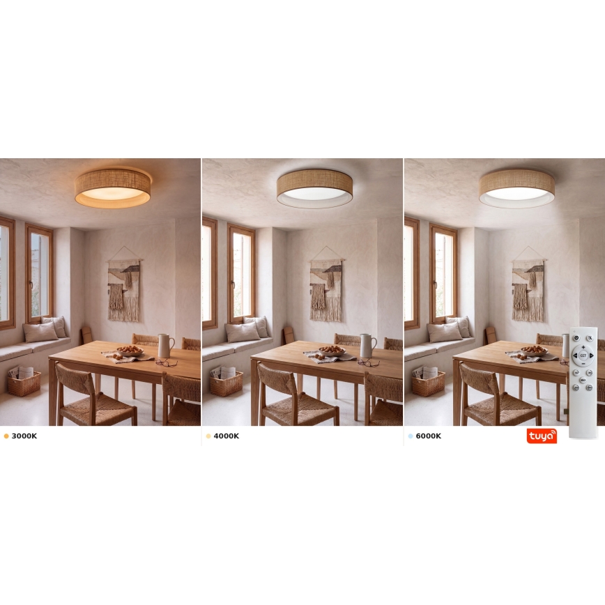Brilagi - LED prigušivo stropno svjetlo VELVET SMARTIX STARS LED/36W/230V 3000-6000K pr. 55 cm bež Wi-Fi Tuya Beacon + daljinski upravljač