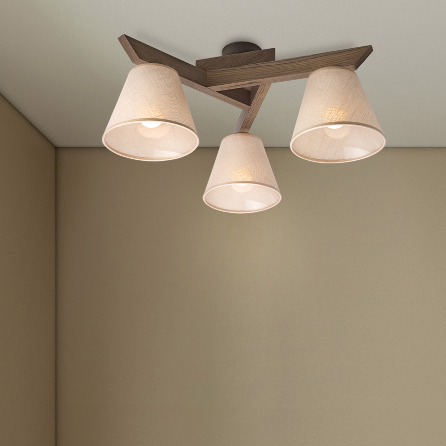 Brilagi - LED Stropna svjetiljka ANTHONY 3xE14/40W/230V hrast orah/bež