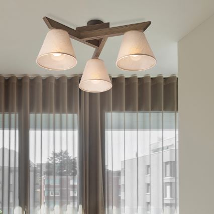 Brilagi - LED Stropna svjetiljka ANTHONY 3xE14/40W/230V hrast orah/bež