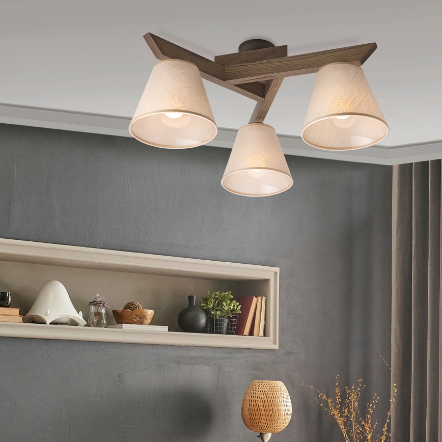Brilagi - LED Stropna svjetiljka ANTHONY 3xE14/40W/230V hrast orah/bež