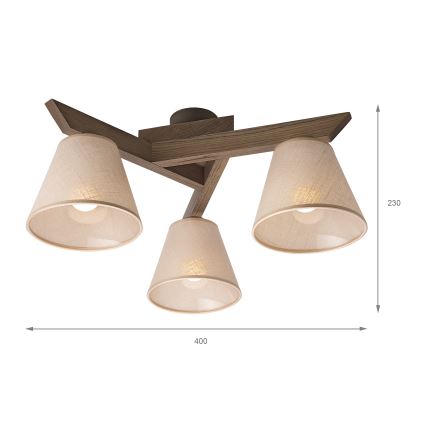 Brilagi - LED Stropna svjetiljka ANTHONY 3xE14/40W/230V hrast orah/bež