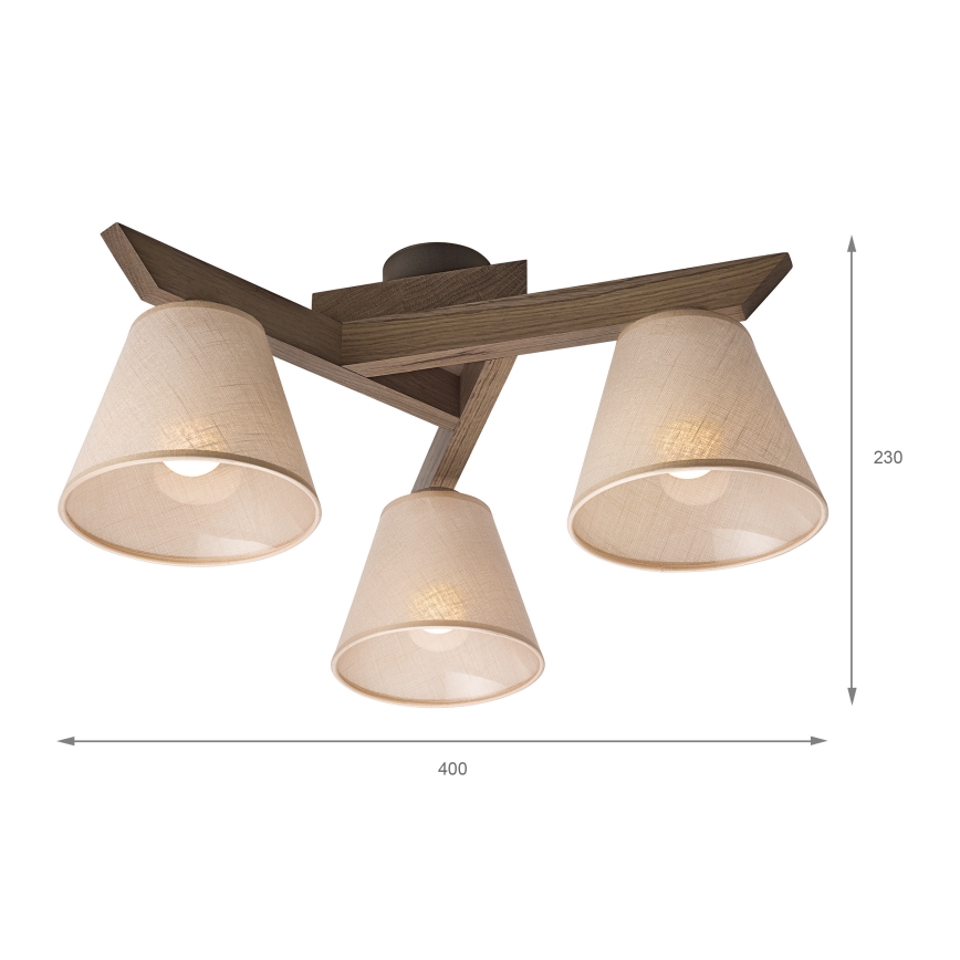 Brilagi - LED Stropna svjetiljka ANTHONY 3xE14/40W/230V hrast orah/bež