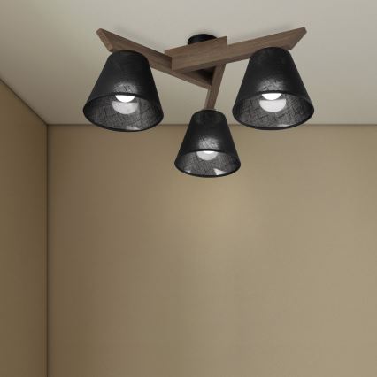 Brilagi - LED Stropna svjetiljka ANTHONY 3xE14/40W/230V hrast orah/crna