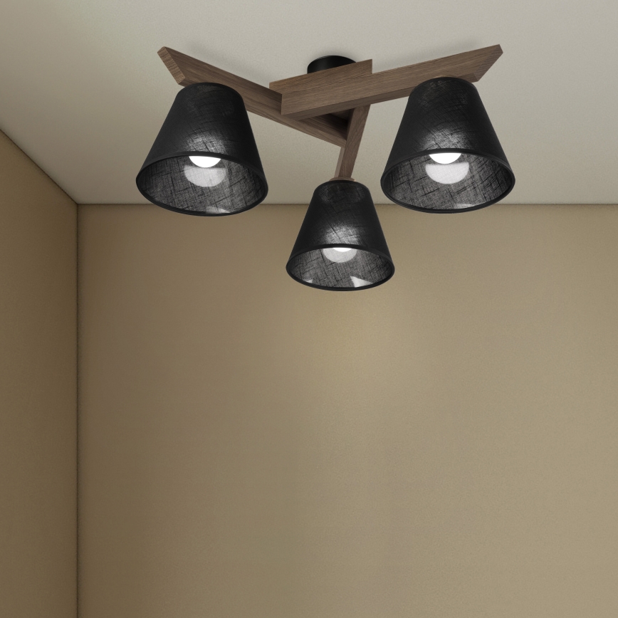 Brilagi - LED Stropna svjetiljka ANTHONY 3xE14/40W/230V hrast orah/crna