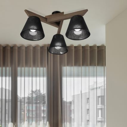 Brilagi - LED Stropna svjetiljka ANTHONY 3xE14/40W/230V hrast orah/crna