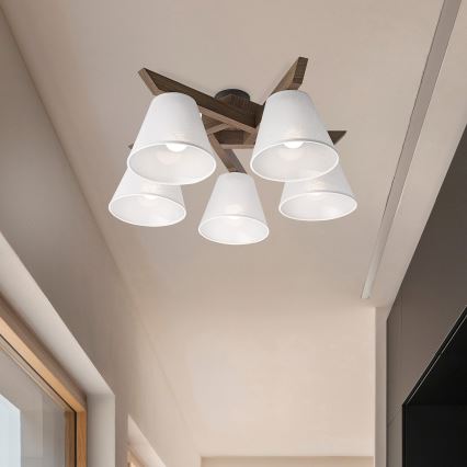 Brilagi - LED Stropna svjetiljka ANTHONY 5xE14/40W/230V hrast orah/bijela