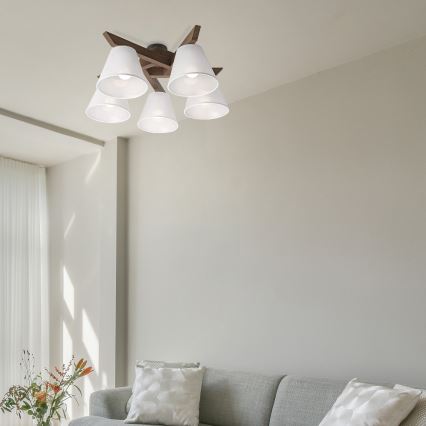 Brilagi - LED Stropna svjetiljka ANTHONY 5xE14/40W/230V hrast orah/bijela
