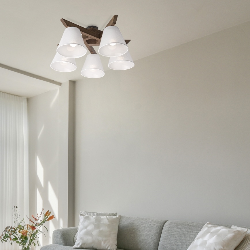 Brilagi - LED Stropna svjetiljka ANTHONY 5xE14/40W/230V hrast orah/bijela
