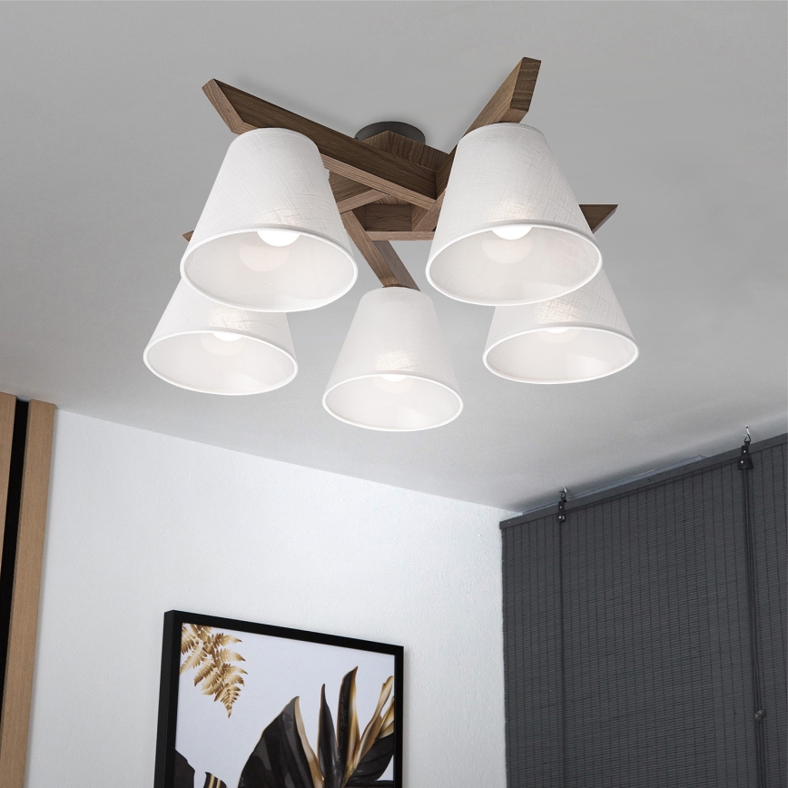 Brilagi - LED Stropna svjetiljka ANTHONY 5xE14/40W/230V hrast orah/bijela