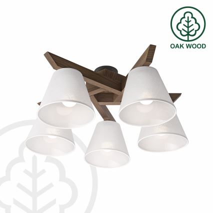 Brilagi - LED Stropna svjetiljka ANTHONY 5xE14/40W/230V hrast orah/bijela