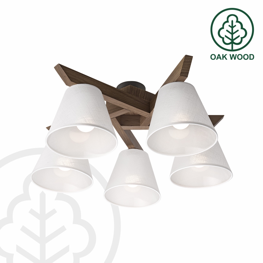 Brilagi - LED Stropna svjetiljka ANTHONY 5xE14/40W/230V hrast orah/bijela
