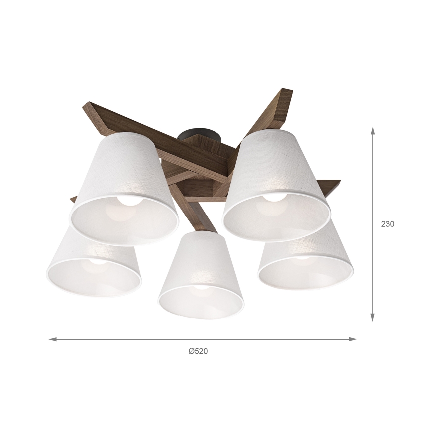 Brilagi - LED Stropna svjetiljka ANTHONY 5xE14/40W/230V hrast orah/bijela
