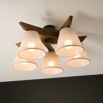 Brilagi - LED Stropna svjetiljka ANTHONY 5xE14/40W/230V hrast orah/bež