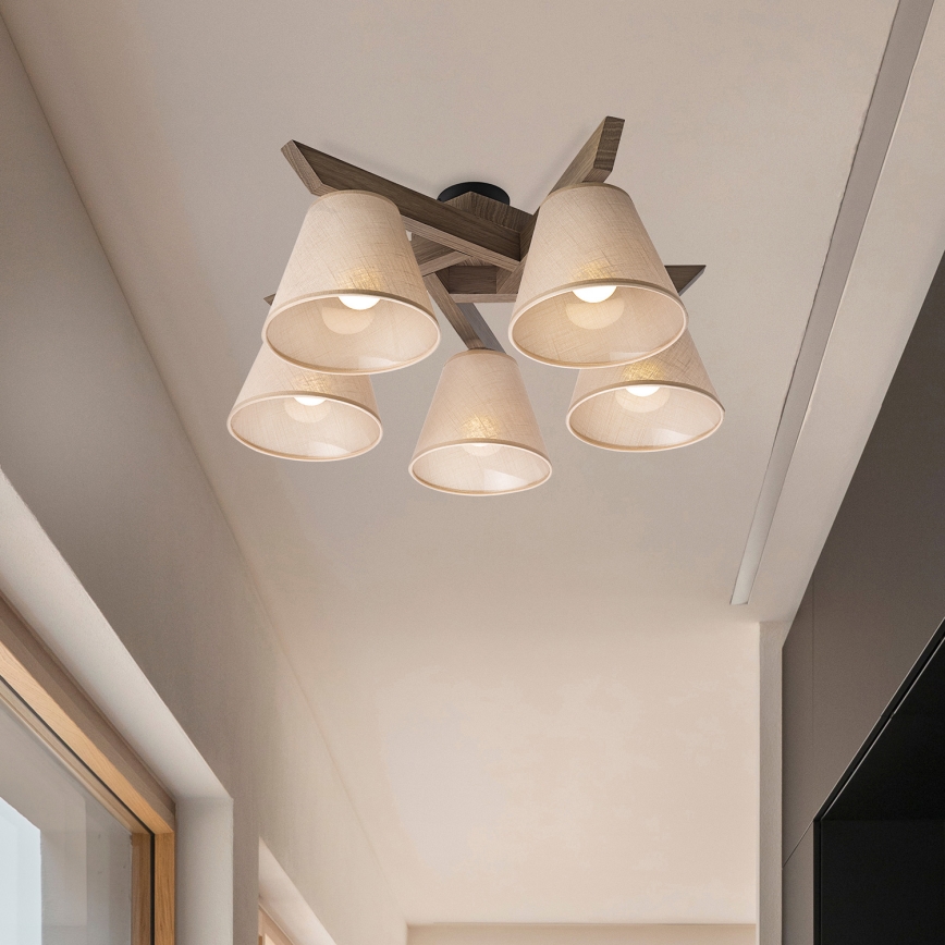 Brilagi - LED Stropna svjetiljka ANTHONY 5xE14/40W/230V hrast orah/bež