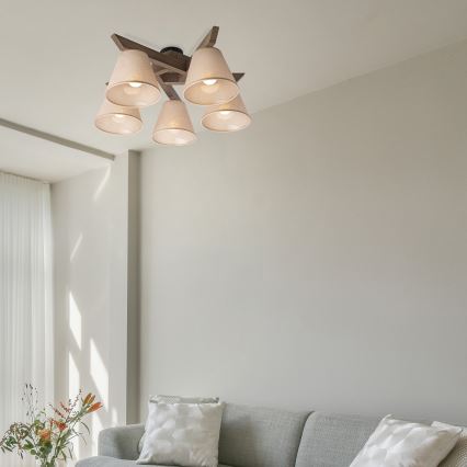 Brilagi - LED Stropna svjetiljka ANTHONY 5xE14/40W/230V hrast orah/bež