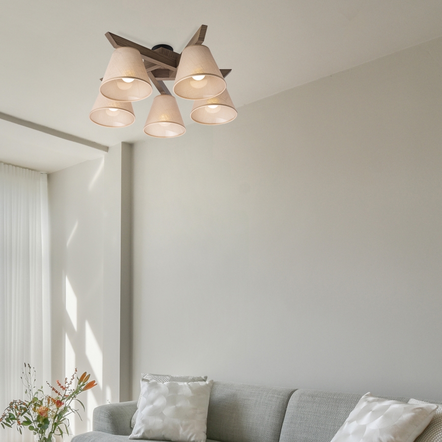 Brilagi - LED Stropna svjetiljka ANTHONY 5xE14/40W/230V hrast orah/bež