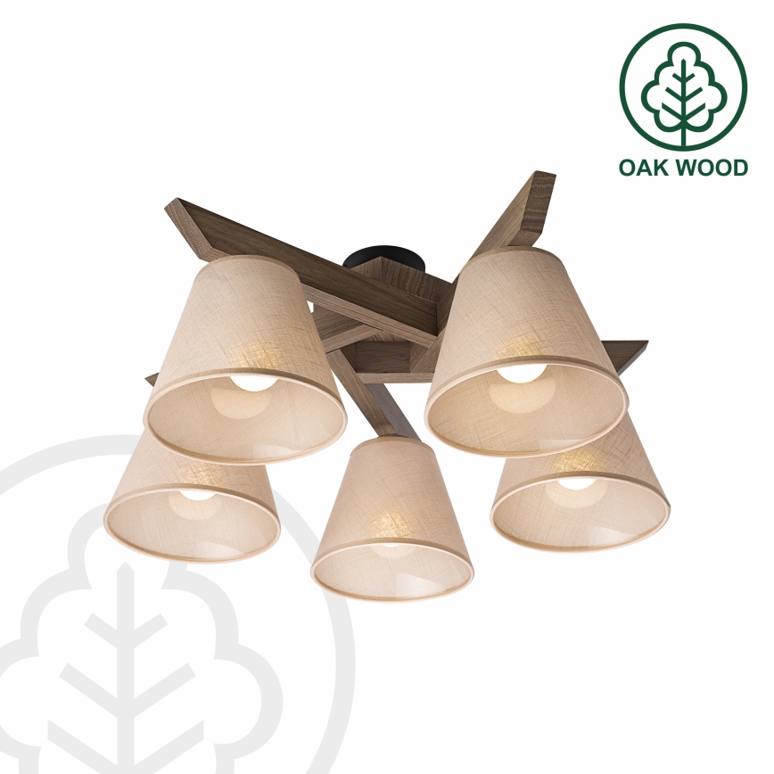 Brilagi - LED Stropna svjetiljka ANTHONY 5xE14/40W/230V hrast orah/bež